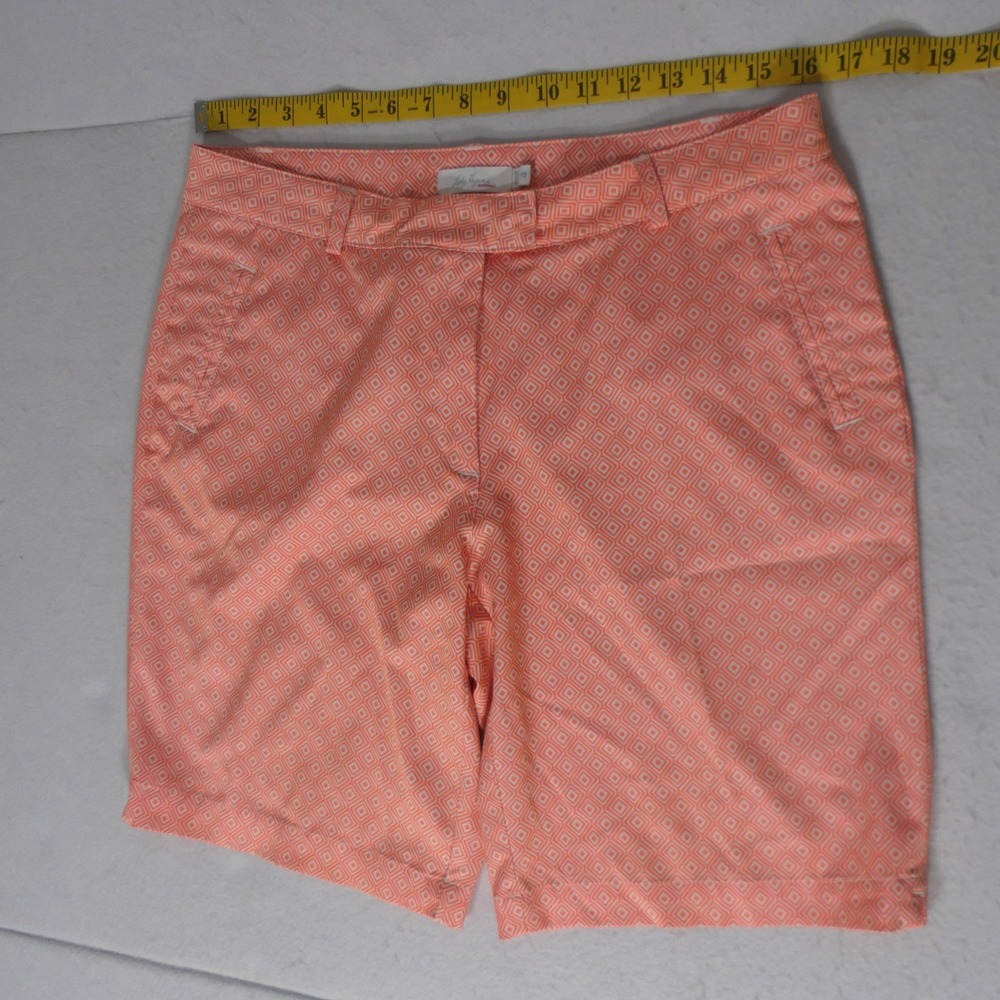 Lady Hagen Womens Shorts 10 Peach Golf Geometric Diamond Preppy Athleisure Coral